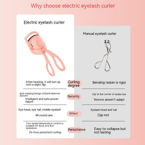 Eyelash Curler Portable Electric Heated Comb Eye Lash Long Lasting Eyelashes Curls