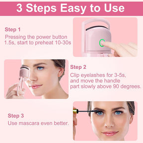 Eyelash Curler Portable Electric Heated Comb Eye Lash Long Lasting Eyelashes Curls